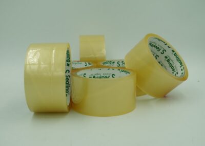 เทปกาวOPP ยี่ห้อ S.SEALING แกนเขียวแบบใส