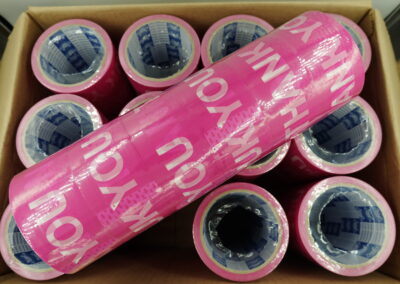 เทปขอบคุณ,เทปThank you,เทปขอบคุณพื้นสีชมพูตัวหนังสือสีขาว