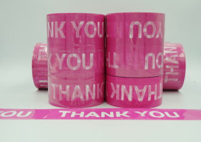 เทปขอบคุณ,เทปThank you,เทปขอบคุณพื้นสีชมพูตัวหนังสือสีขาว