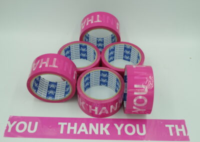 เทปขอบคุณ,เทปThank you,เทปขอบคุณพื้นสีชมพูตัวหนังสือสีขาว
