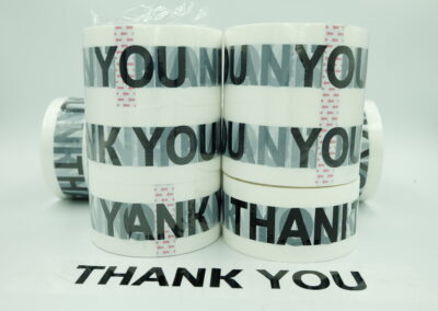 เทปขอบคุณ,เทปThank you,เทปขอบคุณพื้นสีขาวตัวหนังสือสีดำ