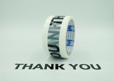 เทปขอบคุณ,เทปThank you,เทปขอบคุณพื้นสีขาวตัวหนังสือสีดำ